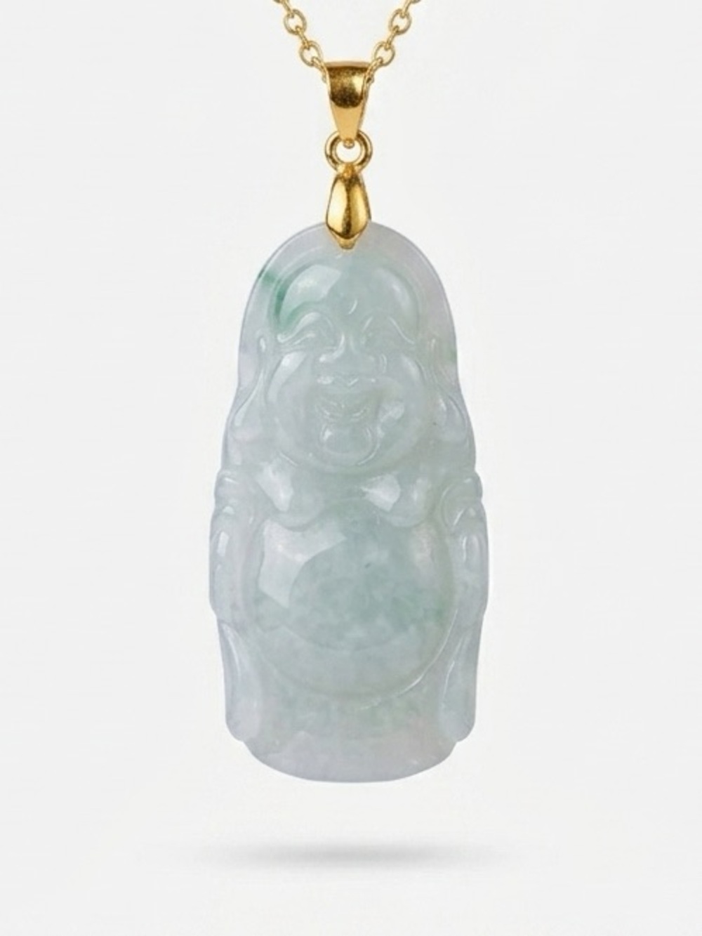 JADE Grade A Icy Green Natural Jadeite Jade Laughing Buddha Pendant